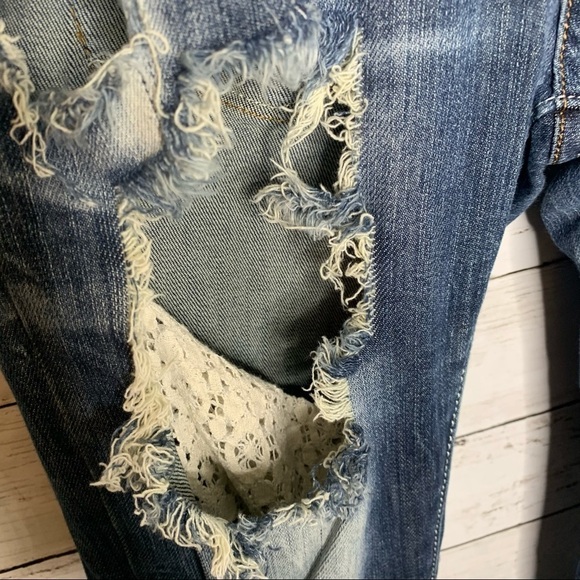Machine Nouvelle Mode Distressed Lace Skinny Jeans Size 29 - Picture 4 of 9